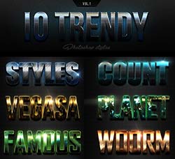 10个时髦的PS图层样式(第一套)：10 Trendy Photoshop Styles Vol.1